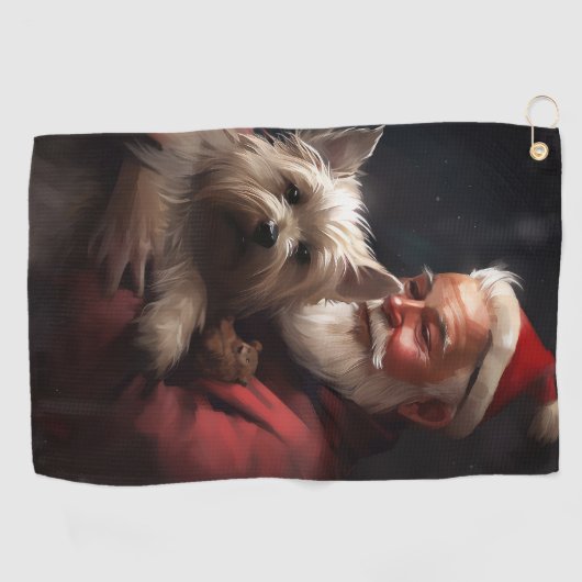 Cairn Terrier mit dem Weihnachtsmann Golfhandtuch (Horizontal)