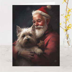 Cairn Terrier mit dem Weihnachtsmann Karte