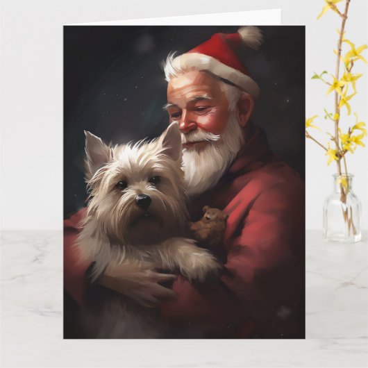 Cairn Terrier mit dem Weihnachtsmann Karte (Gelbe Blume)