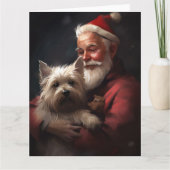 Cairn Terrier mit dem Weihnachtsmann Karte (Vorderseite)