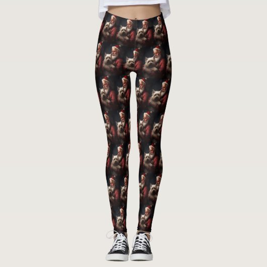 Cairn Terrier mit dem Weihnachtsmann Leggings (Vorderseite)