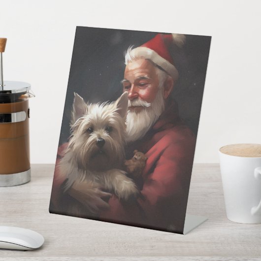 Cairn Terrier mit dem Weihnachtsmann Sockelschild