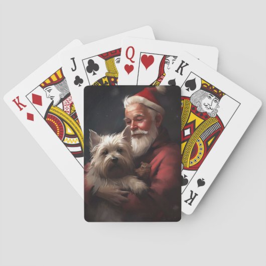Cairn Terrier mit dem Weihnachtsmann Spielkarten (Rückseite)