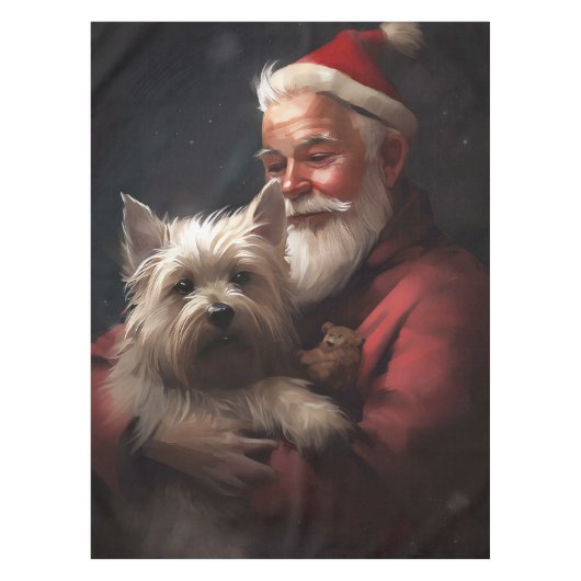Cairn Terrier mit dem Weihnachtsmann Tischdecke (Vorderseite)