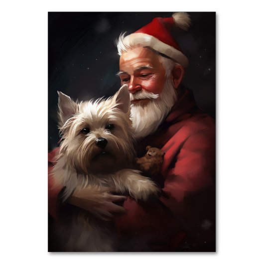 Cairn Terrier mit dem Weihnachtsmann Tischnummer (Vorderseite)