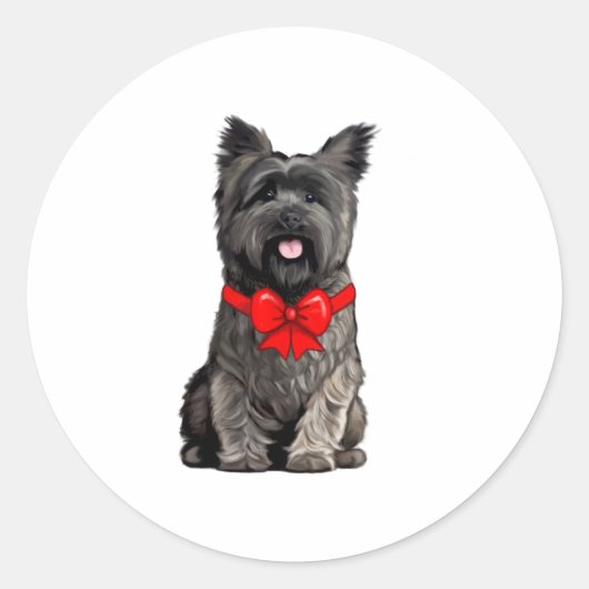 Cairn Terrier mit einer Weihnachtsbusskarte Runder Aufkleber (Vorderseite)