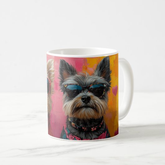 Cairn Terrier mit Herz-Rose Valentinstag Kaffeetasse (VorderseiteRechts)