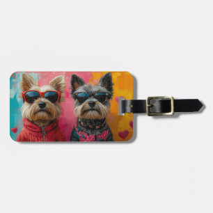 Cairn Terrier mit Herz Rosen Valentinstag Gepäckanhänger
