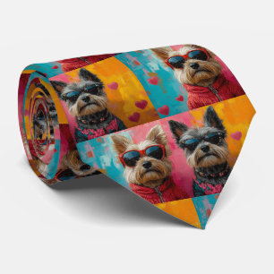 Cairn Terrier mit Herz Rosen Valentinstag Krawatte