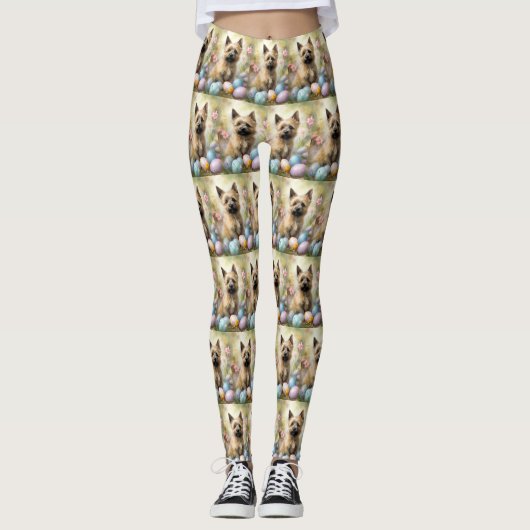 Cairn Terrier mit Ostereiern Urlaub Leggings (Vorderseite)