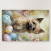Cairn Terrier mit Ostereiern Urlaub Puzzle (Horizontal)