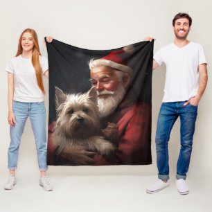 Cairn Terrier mit Santa Claus Festives Weihnachten Fleecedecke