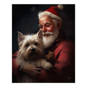 Cairn Terrier mit Santa Claus Festives Weihnachten Poster