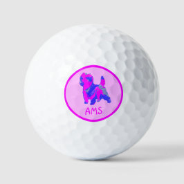 Cairn Terrier Niedlich Pink Dog Silhouette Monogra Golfball