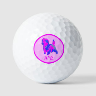Cairn Terrier Niedlich Pink Dog Silhouette Monogra Golfball
