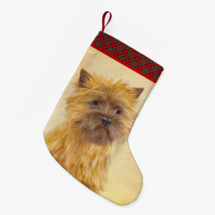 Cairn Terrier Painting - Niedliche Original Dog Ar Kleiner Weihnachtsstrumpf