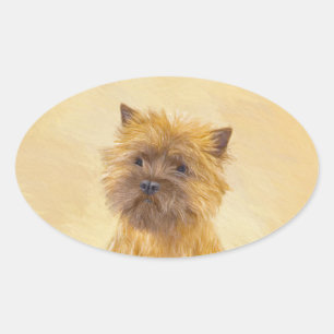 Cairn Terrier Painting - Niedliche Original Dog Ar Ovaler Aufkleber
