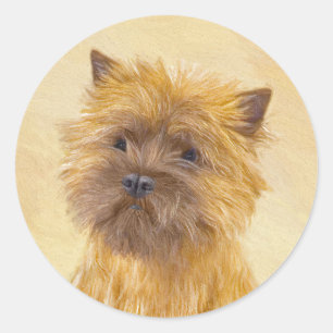 Cairn Terrier Painting - Niedliche Original Dog Ar Runder Aufkleber