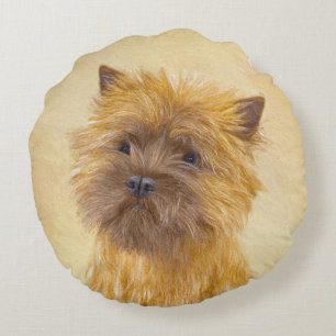 Cairn Terrier Painting - Niedliche Original Dog Ar Rundes Kissen