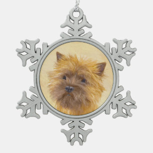 Cairn Terrier Painting - Niedliche Original Dog Ar Schneeflocken Zinn-Ornament