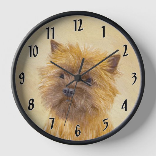 Cairn Terrier Painting - Niedliche Original Dog Ar Uhr (Vorderseite)