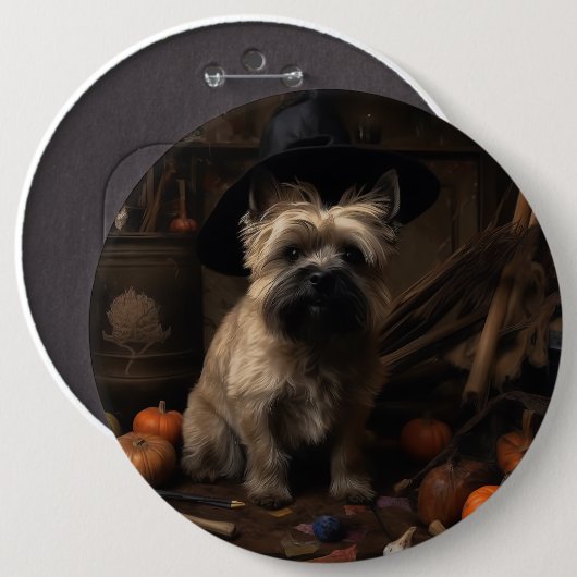 Cairn Terrier Pumpkins Halloween Beängstigend Button (Vorne & Hinten)