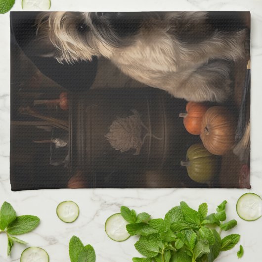 Cairn Terrier Pumpkins Halloween Beängstigend Geschirrtuch (Gefaltet)