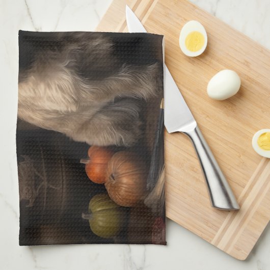 Cairn Terrier Pumpkins Halloween Beängstigend Geschirrtuch (Viertel Falte)