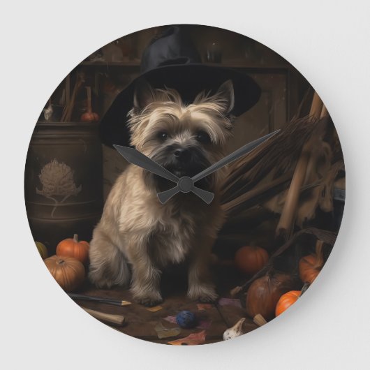 Cairn Terrier Pumpkins Halloween Beängstigend Große Wanduhr (Vorderseite)