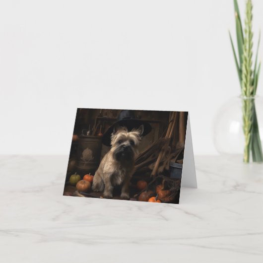 Cairn Terrier Pumpkins Halloween Beängstigend Karte (Vorderseite)