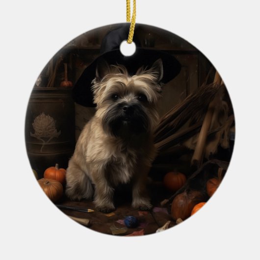 Cairn Terrier Pumpkins Halloween Beängstigend Keramik Ornament (Vorne)