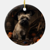 Cairn Terrier Pumpkins Halloween Beängstigend Keramik Ornament (Hinten)