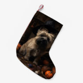 Cairn Terrier Pumpkins Halloween Beängstigend Kleiner Weihnachtsstrumpf (Vorderansicht (hängend))