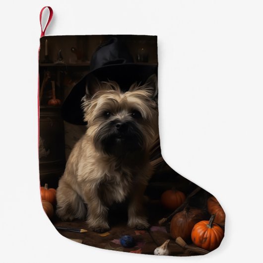 Cairn Terrier Pumpkins Halloween Beängstigend Kleiner Weihnachtsstrumpf (Vorderseite)