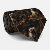 Cairn Terrier Pumpkins Halloween Beängstigend Krawatte (Gerollt)