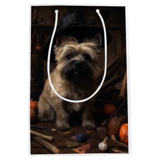 Cairn Terrier Pumpkins Halloween Beängstigend Mittlere Geschenktüte (Vorderseite)