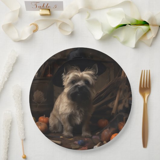 Cairn Terrier Pumpkins Halloween Beängstigend Pappteller (Hochzeit)