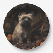 Cairn Terrier Pumpkins Halloween Beängstigend Pappteller (Vorderseite)