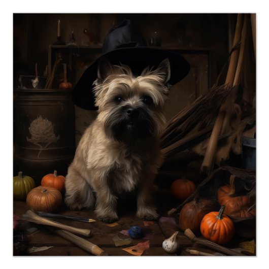Cairn Terrier Pumpkins Halloween Beängstigend Poster (Vorderseite)
