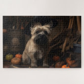 Cairn Terrier Pumpkins Halloween Beängstigend Puzzle (Horizontal)