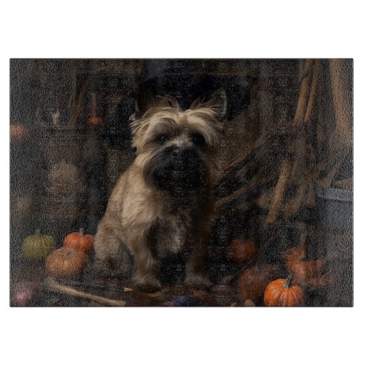 Cairn Terrier Pumpkins Halloween Beängstigend Schneidebrett (Vorderseite)