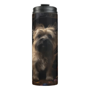Cairn Terrier Pumpkins Halloween Beängstigend Thermosbecher