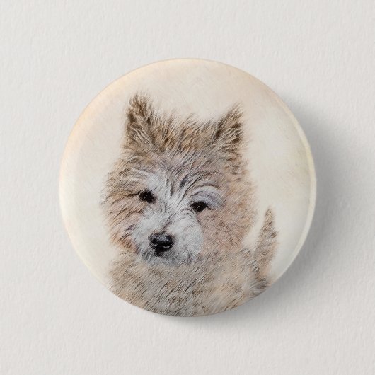 Cairn Terrier Puppy Painting - Original Dog Art Button (Vorderseite)
