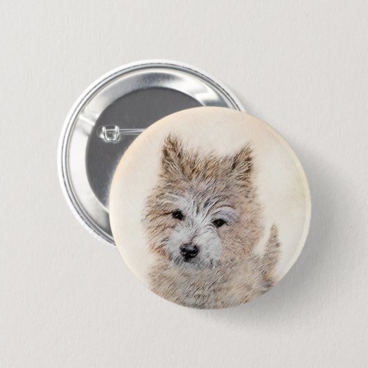 Cairn Terrier Puppy Painting - Original Dog Art Button (Vorne & Hinten)