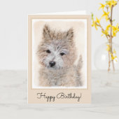 Cairn Terrier Puppy Painting - Original Dog Art Karte (Gelbe Blume)