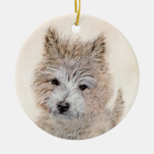 Cairn Terrier Puppy Painting - Original Dog Art Keramik Ornament