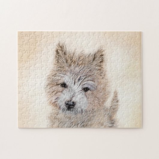 Cairn Terrier Puppy Painting - Original Dog Art Puzzle (Horizontal)
