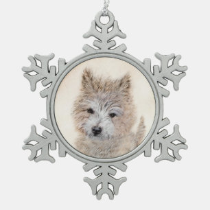 Cairn Terrier Puppy Painting - Original Dog Art Schneeflocken Zinn-Ornament