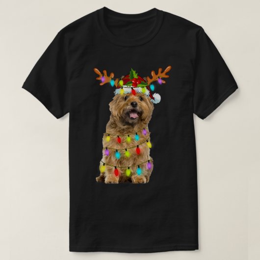 Cairn Terrier Reindeer Christmas Lights Funny Dog  T-Shirt (Design vorne)