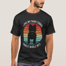 Cairn Terrier Retro Sunset Hund Hintern T - Shirt